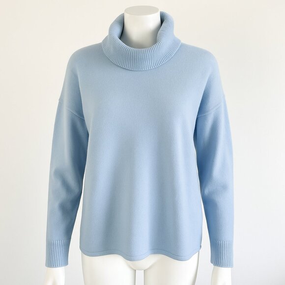 Free People Sweaters - Free People Addie 100% Cashmere Turtleneck Sweater Light Blue Size Small NEW